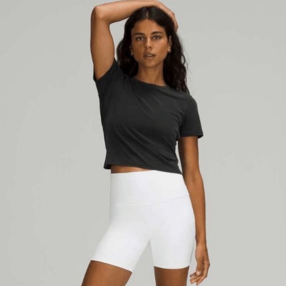 Lululemon Open Tie-Back Short Sleeve Crew Neck T Shirt Top